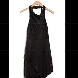 Black Satin Halter Dress